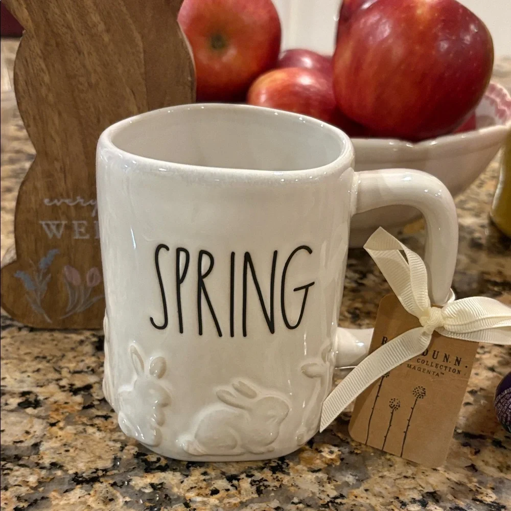 Rae Dunn Spring Cream Mug with Embossed Bunny Design - Picture 1 of 6